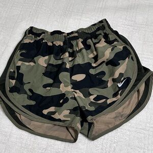Nike Women's Camo Athletic Shorts - Olive and Black